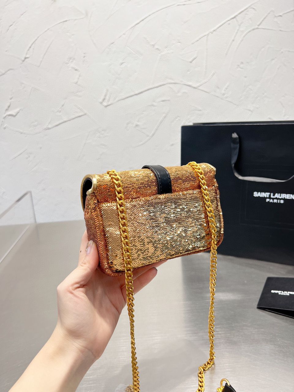 Online Evening Sequin Gold Bag