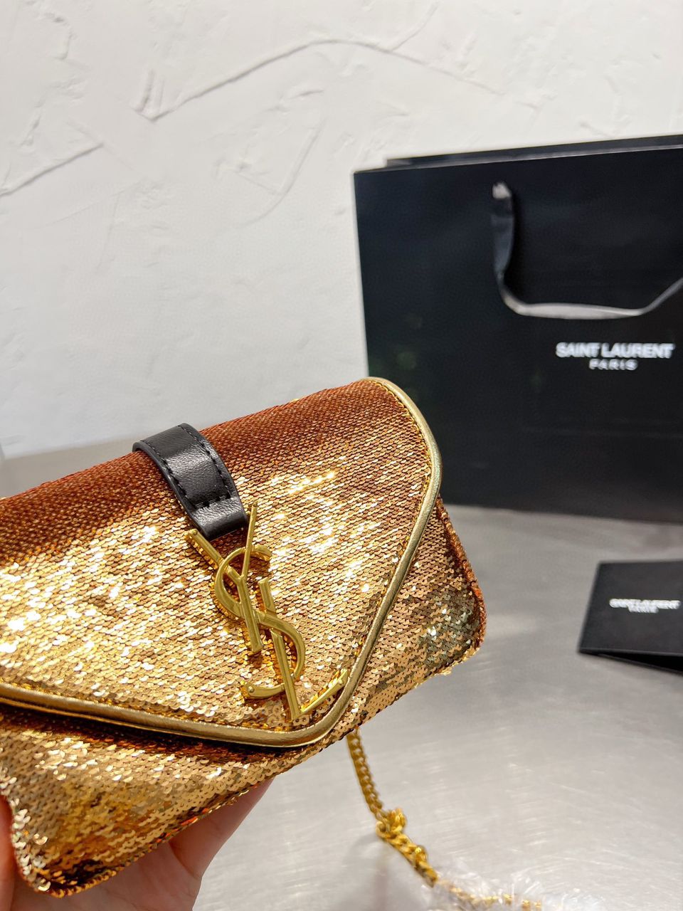 Sequin ysl online bag